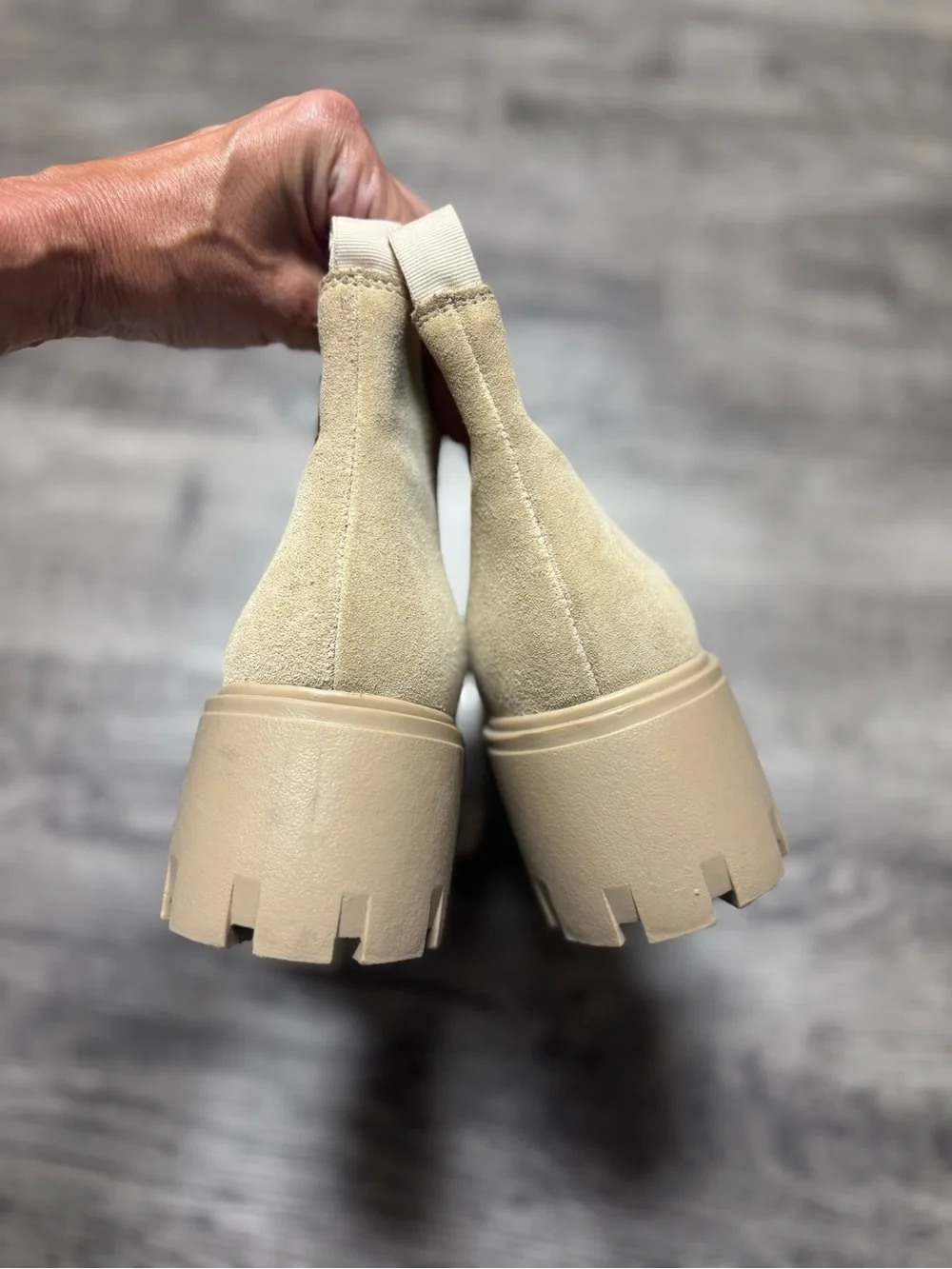 Steve Madden Light Beige Suede Chelsea Booties
